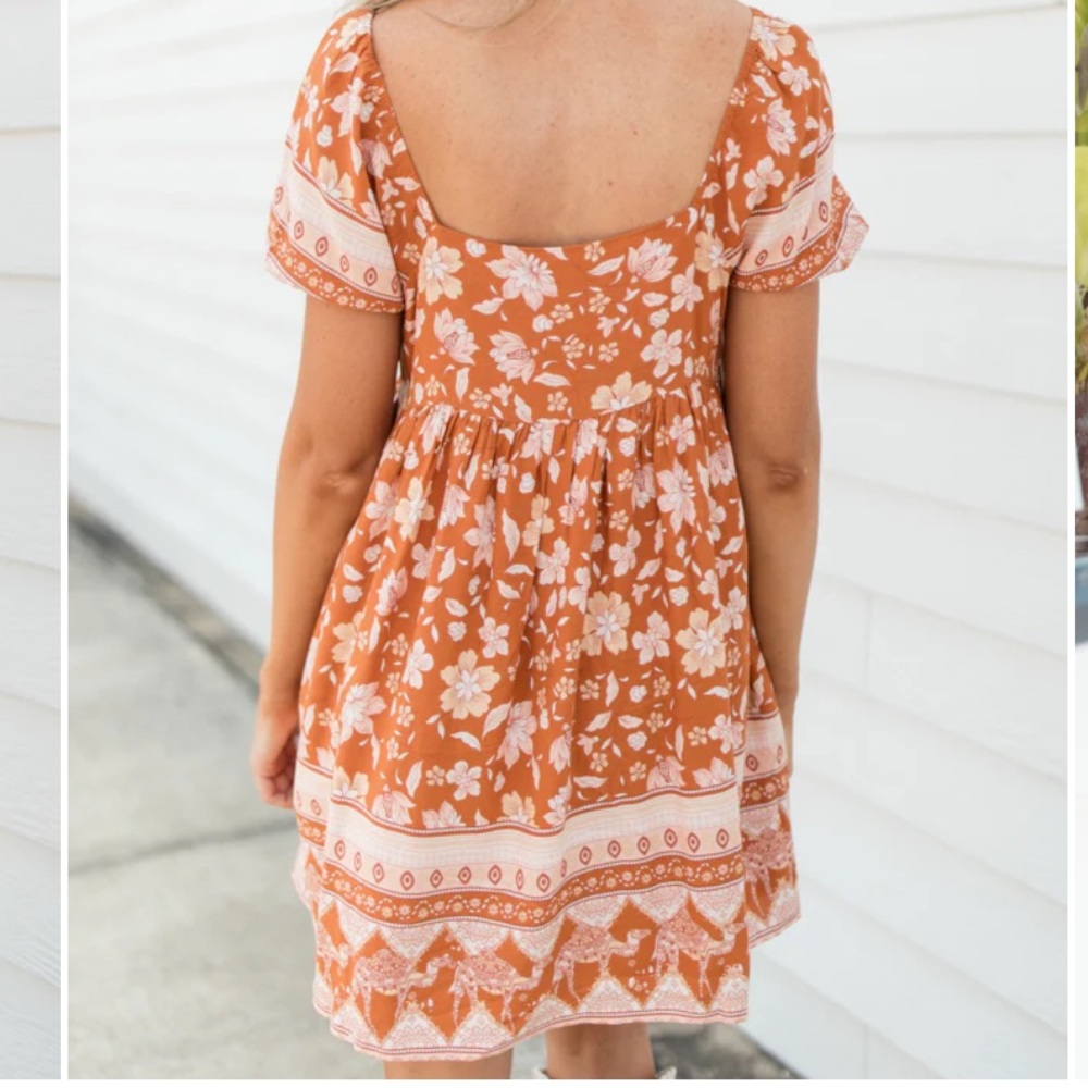 Pink Lily Orange Floral Mini Dress - Picture 4 of 7
